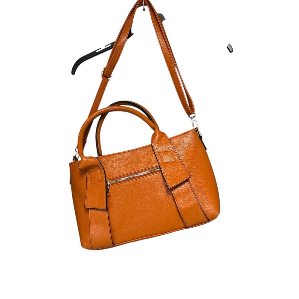 Tan zip top Shoulder Bag with Adjustable Strap and Structured Design